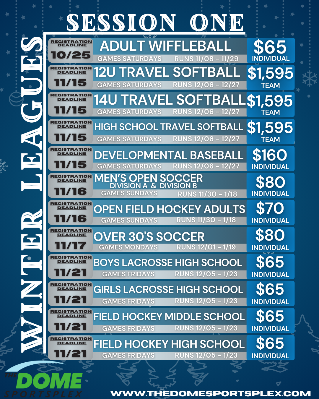 The Dome Sportsplex | Leagues | Winter 2025